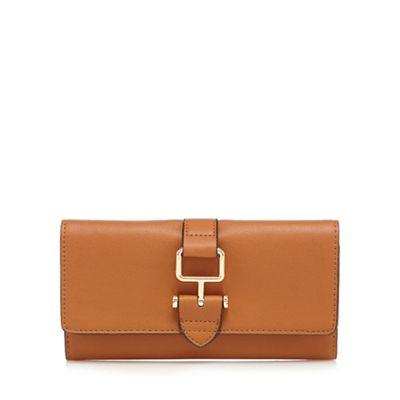 Tan buckle detail fold over purse